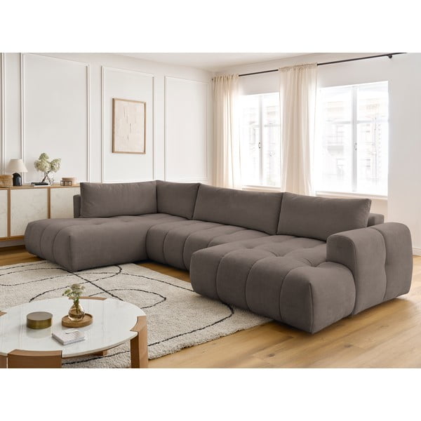 Szarobrązowy rozkładany/ze schowkiem narożnik (lewostronny/w kształcie litery U) Fuji – Bobochic Paris-image-1