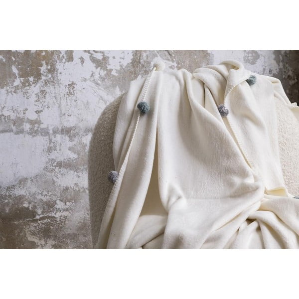 Kremowa polarowa narzuta 150x200 cm Pom Pom – Mijolnir-image-3