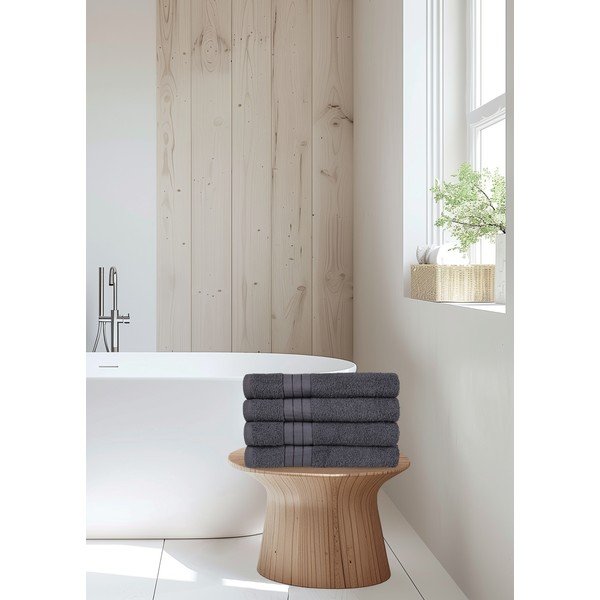 Antracytowe bawełniane ręczniki frotte zestaw 4 szt. 50x100 cm – Good Morning-image-4