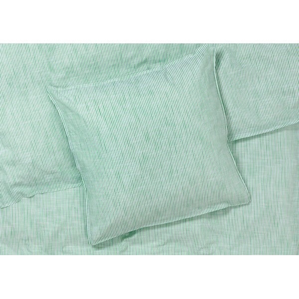 Biało-zielona pościel dwuosobowa z bawełny organicznej 200x220 cm Monochrome Lines – JUNA-image-1