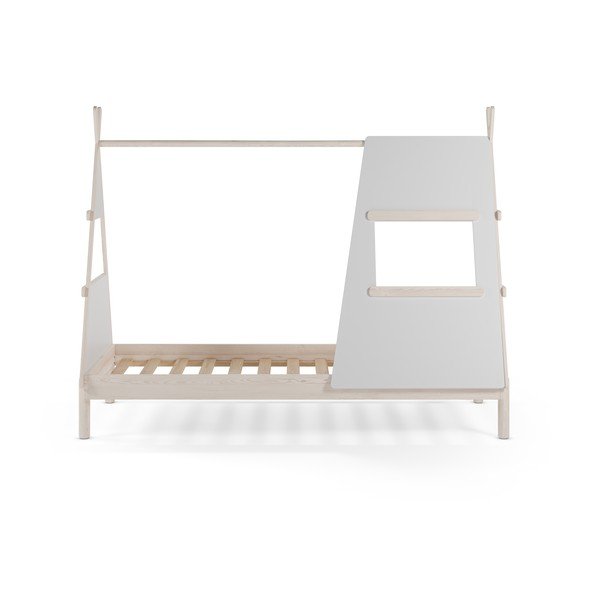 Kremowe łóżko dziecięce z litego drewna sosnowego w kształcie domku ze stelażem 90x200 cm Enola – Marckeric-image-3