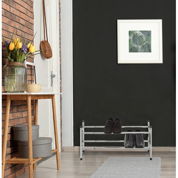 Metalowy teleskopowy regał na buty w kolorze srebra – Premier Housewares-image-1