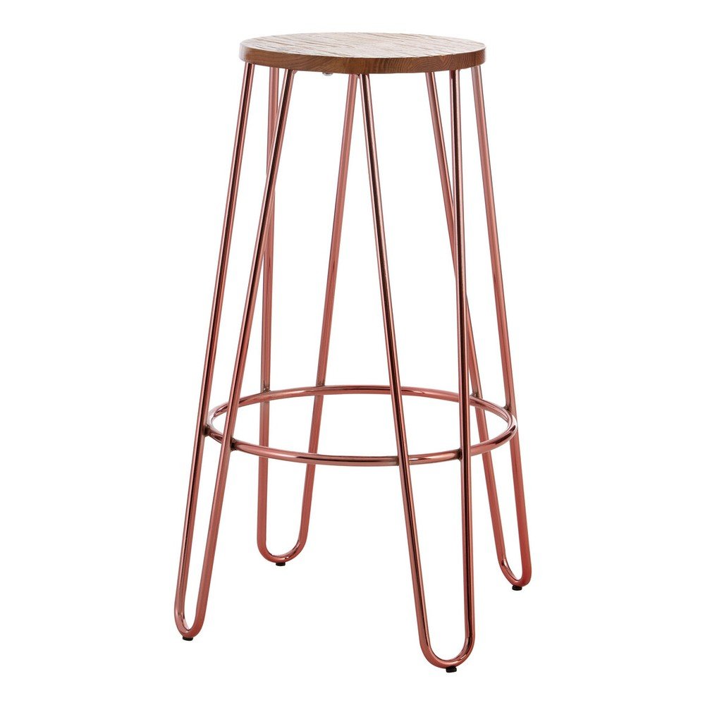 Hoker z litego drewna wiązu w naturalnym kolorze/w kolorze różowego złota (wysokość siedziska 75 cm) District – Premier Housewares