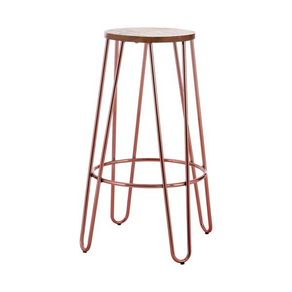 Hoker z litego drewna wiązu w naturalnym kolorze/w kolorze różowego złota (wysokość siedziska 75 cm) District – Premier Housewares