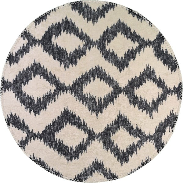 Biało-ciemnoniebieski okrągły dywan odpowiedni do prania ø 120 cm – Vitaus