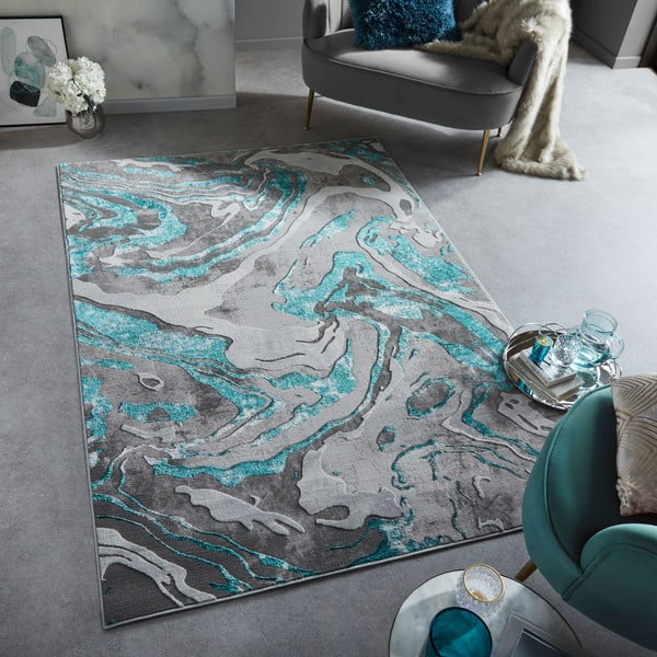 Szaro-turkusowy dywan 80x150 cm Marbled – Flair Rugs-image-1