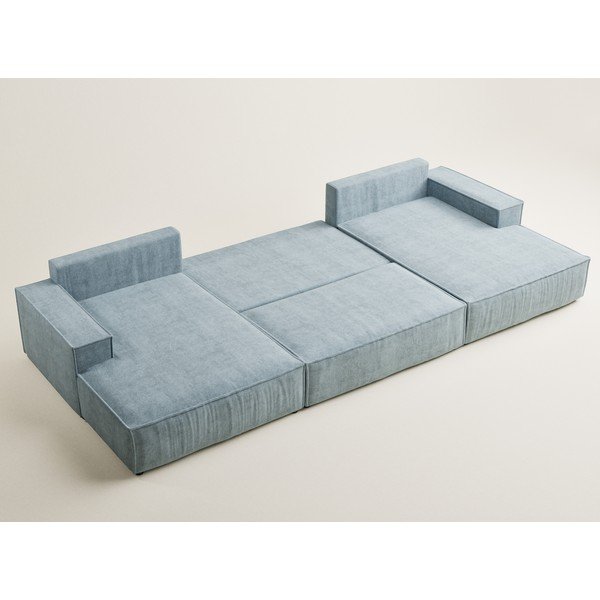 Jasnoniebieski rozkładany/ze schowkiem narożnik z tkaniny szenilowej (w kształcie litery U) Kyoto – Maison de Rêve-image-3