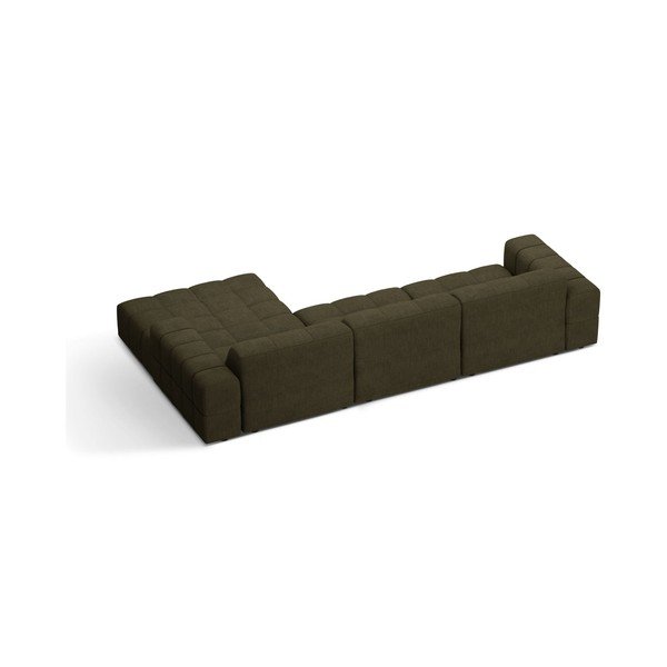 Narożnik z tkaniny szenilowej (prawostronny/z szezlongiem) w kolorze khaki Chicago – Cosmopolitan Design-image-2