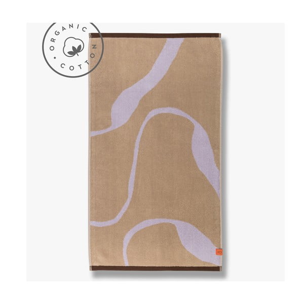 Lawendowo-jasnobrązowy ręcznik kąpielowy z bawełny organicznej 70x133 cm Nova Arte – Mette Ditmer Denmark