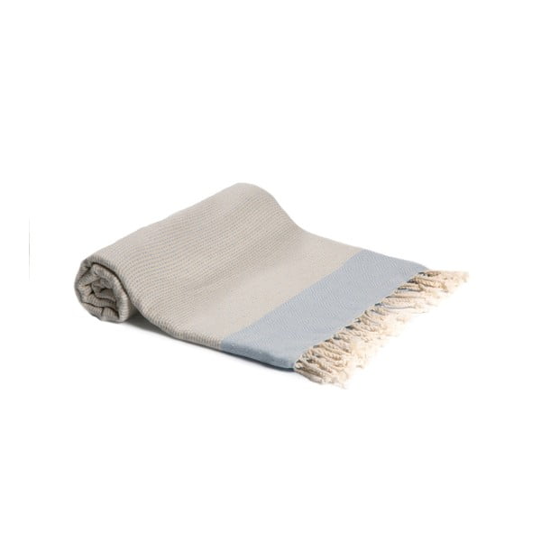 Niebieski ręcznik kąpielowy tkany ręcznie Ivy's Elmas, 100x180 cm