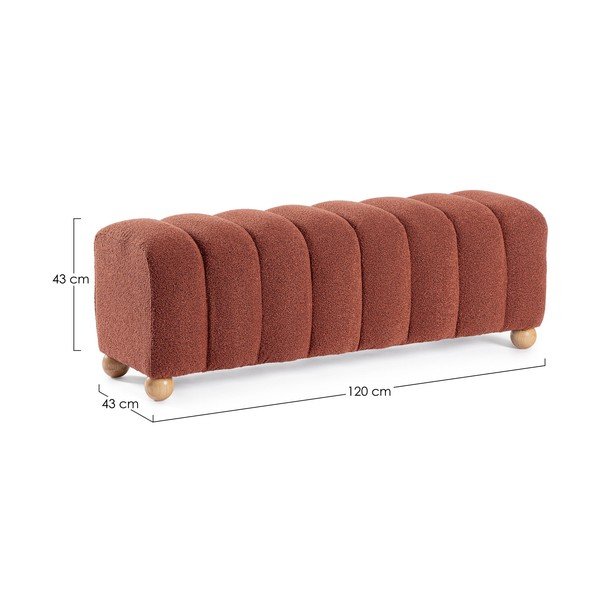Tapicerowana ławka z materiału bouclé w kolorze terakoty Zora – Bizzotto-image-4