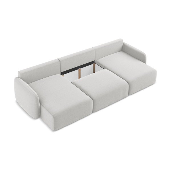 Jasnoszary aksamitny rozkładany/ze schowkiem narożnik (w kształcie litery U) Kalena – Makamii-image-4