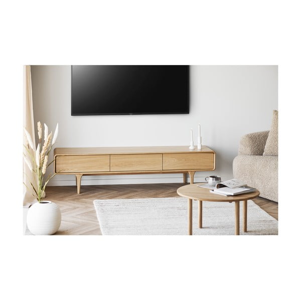 Okrągły stolik z litego drewna dębowego w naturalnym kolorze ø 70 cm Jena – House Nordic-image-4