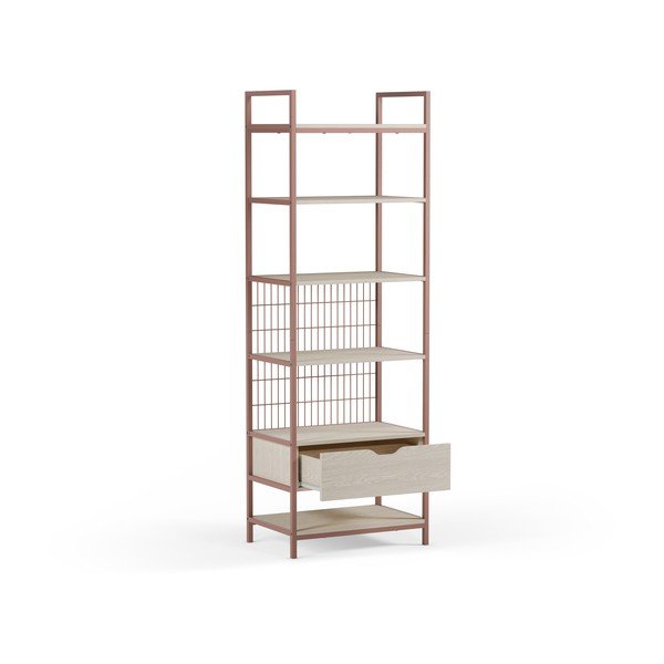 Stalowy regał w kolorze terakoty 60x179,5x40 cm Amara – Marckeric-image-4