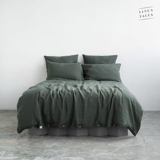 Ciemnozielona lniana poszwa na kołdrę 200x140 cm – Linen Tales
