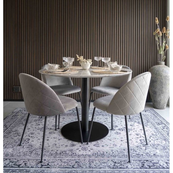 Okrągły stół z blatem w dekorze marmuru ø 110 cm Bolzano – House Nordic-image-1