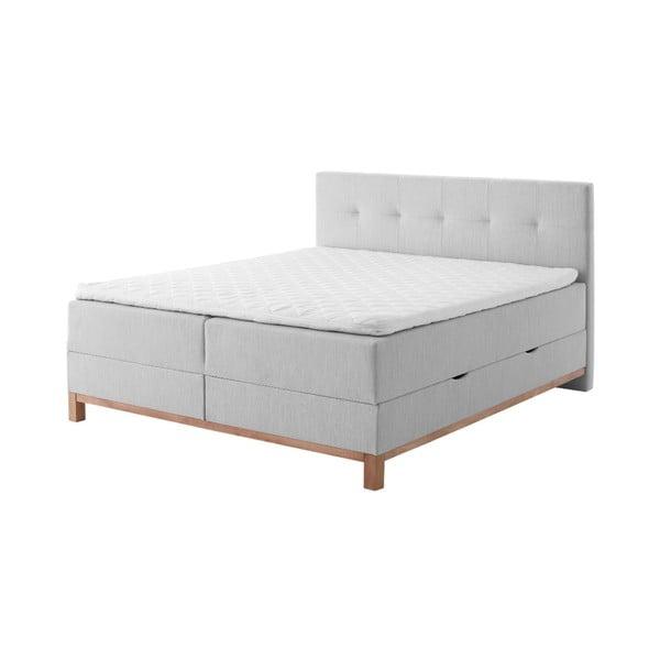 Jasnoszare łóżko boxspring ze schowkiem 160x200 cm Catania − Meise Möbel