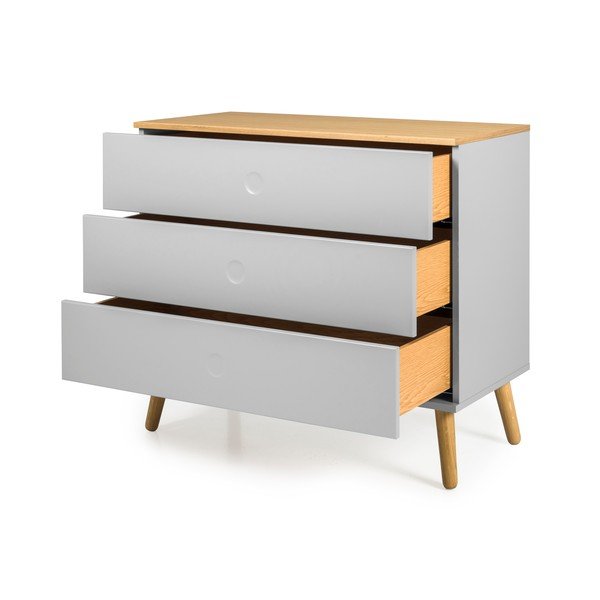 Szara komoda z nogami z drewna dębowego Tenzo Dot, 90x79 cm-image-2