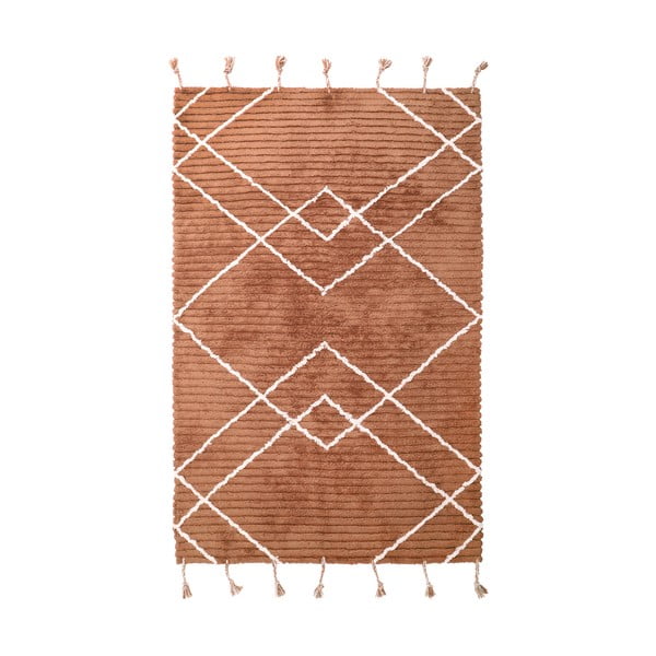 Brązowy dywan z bawełny wykonany ręcznie Nattiot Lassa, 135x190 cm