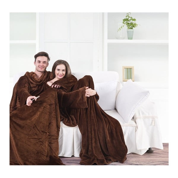 Brązowy koc z mikrowłókna DecoKing Lazy, 150x180 cm-image-2