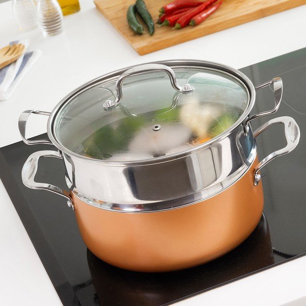 Komplet z wkładką do gotowania na parze InnovaGoods Copper-Effect-image-1