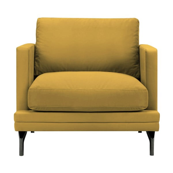 Żółty fotel z czarną konstrukcją Windsor & Co Sofas Jupiter