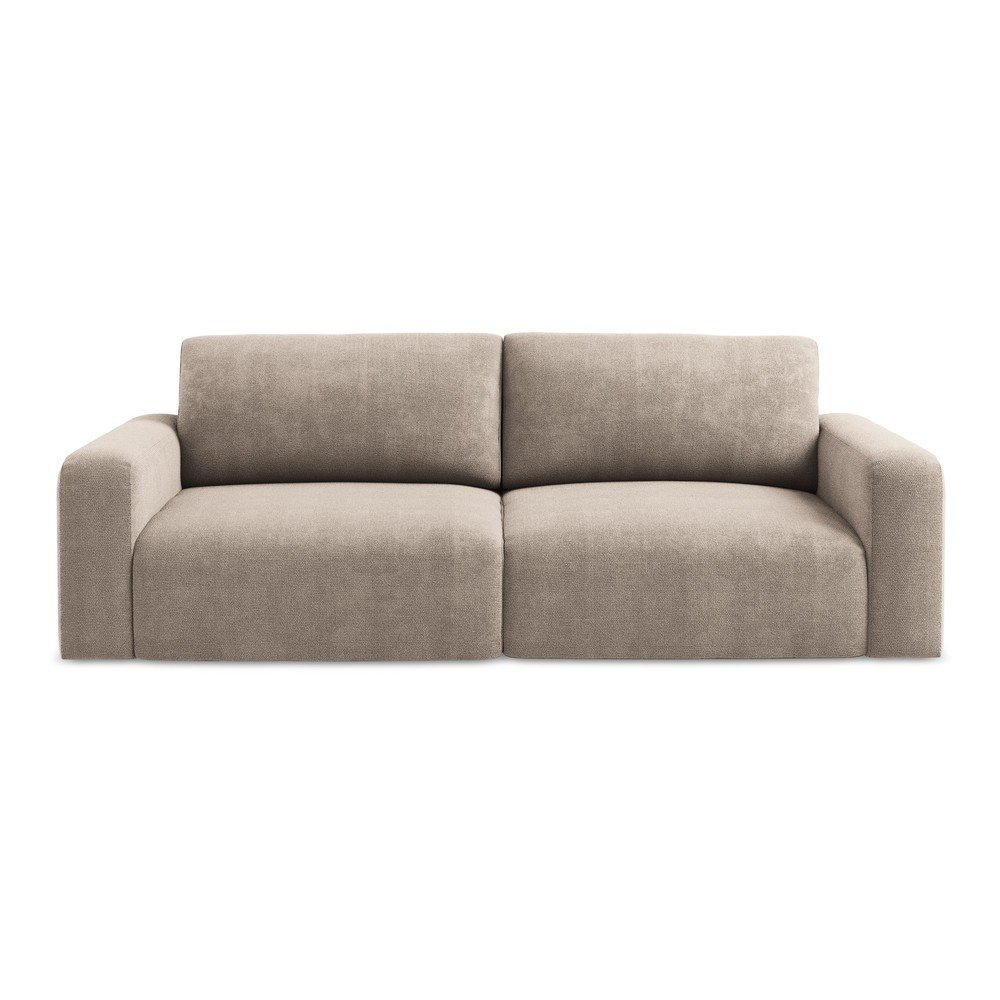 Beżowa rozkładana sofa ze schowkiem z tkaniny szenilowej 252 cm Kona – Makamii