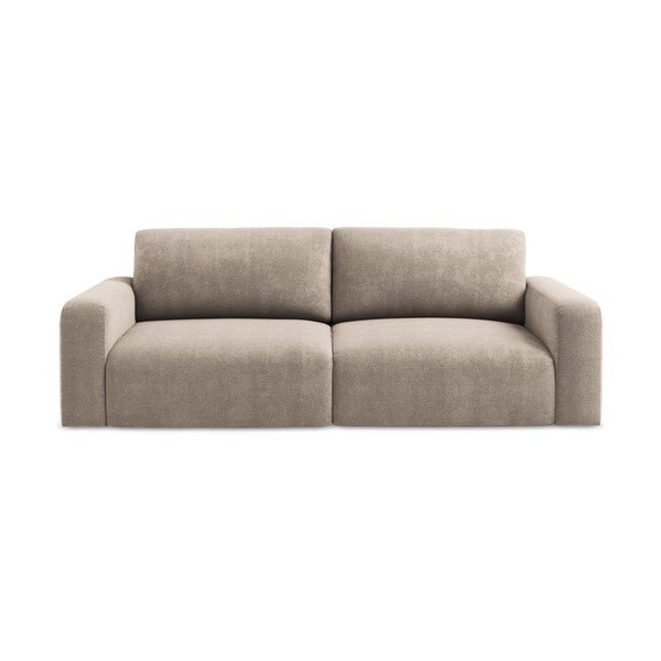 Beżowa rozkładana/ze schowkiem sofa z tkaniny szenilowej 252 cm Kona – Makamii