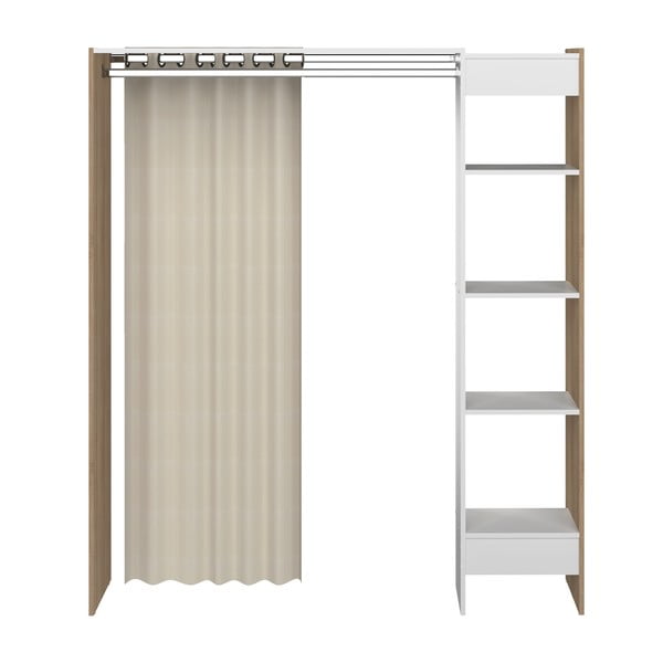 Biało-beżowa szafa w dekorze dębu 160x182 cm Tom – TemaHome -image-3