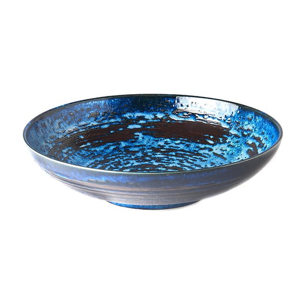 Niebieska ceramiczna miska do serwowania MIJ Copper Swirl, ø 28 cm