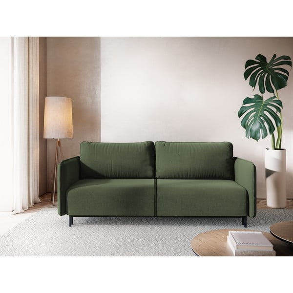 Zielona rozkładana/ze schowkiem sofa 226 cm Luana – Makamii-image-1