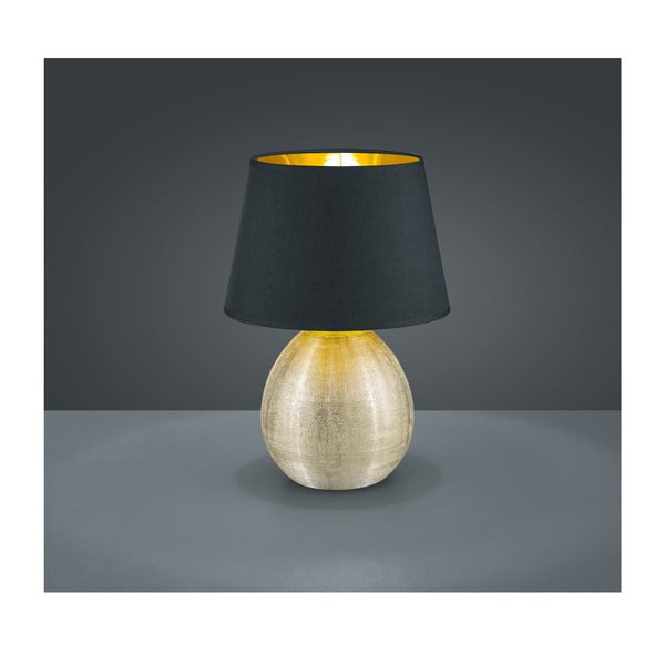 Czarna lampa stołowa z ceramiki i tkaniny Reality Luxor, wys. 35 cm-image-1