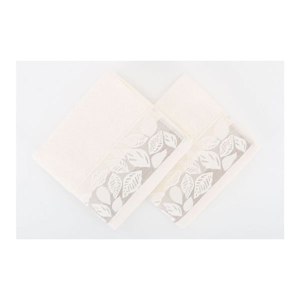 Zestaw 2 ręczników Floras Cream, 50x90 cm