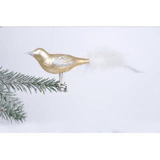 Zestaw 3 szklanych ozdób świątecznych w kształcie ptaków w kolorze złota Ego Dekor