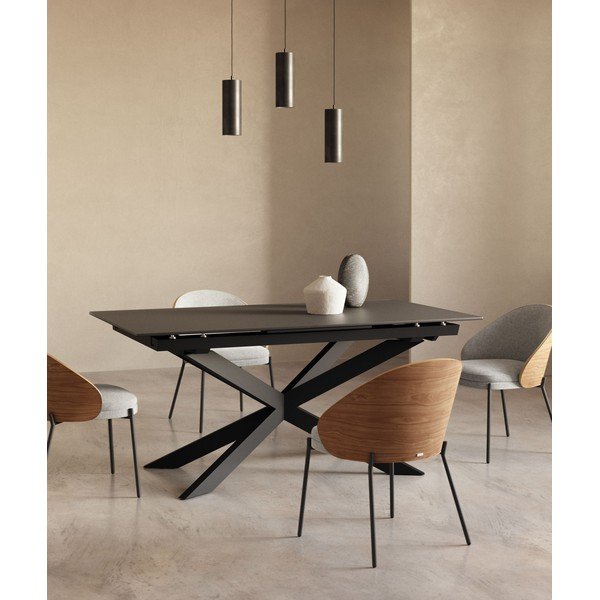 Rozkładany stół z dodatkowym blatem ze szklanym blatem 90x160 cm Atminda – Kave Home-image-1