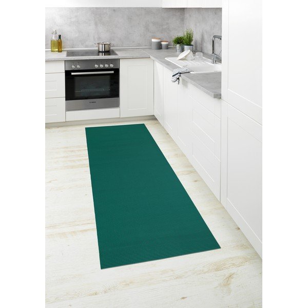 Ciemnozielony plastikowy dywanik łazienkowy 65x200 cm Petrol – Wenko-image-3