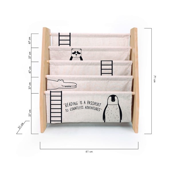 Beżowy materiałowy regał dziecięcy 60x70 cm Animals – Folkifreckles-image-4