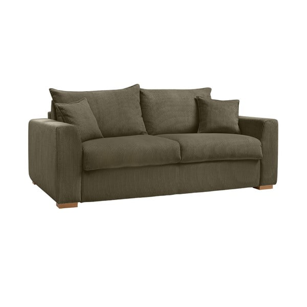Zielonobrązowa sztruksowa rozkładana sofa 225 cm Augustin – Bobochic Paris-image-3