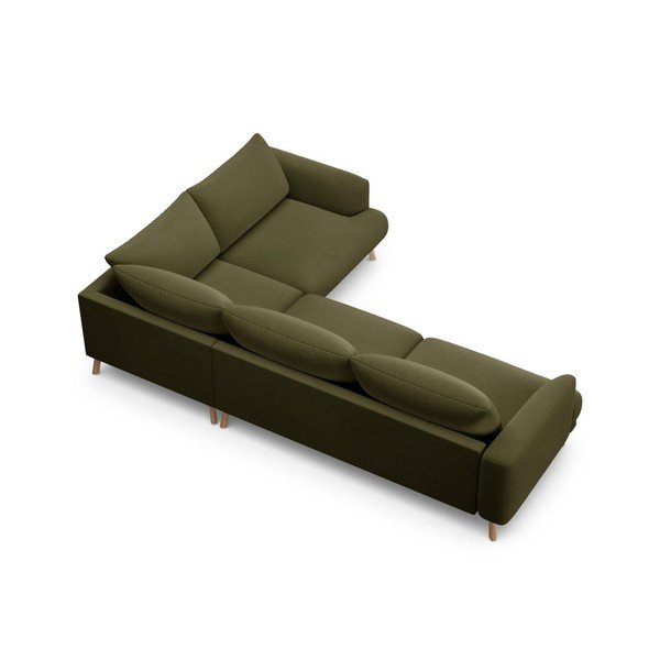 Zielony aksamitny narożnik (prawostronny/w kształcie litery L) Naomi – Micadoni -image-3