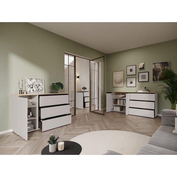 Szarobeżowa/w jasnym naturalnym kolorze komoda 135x91x41 cm Cormano – Germania-image-2