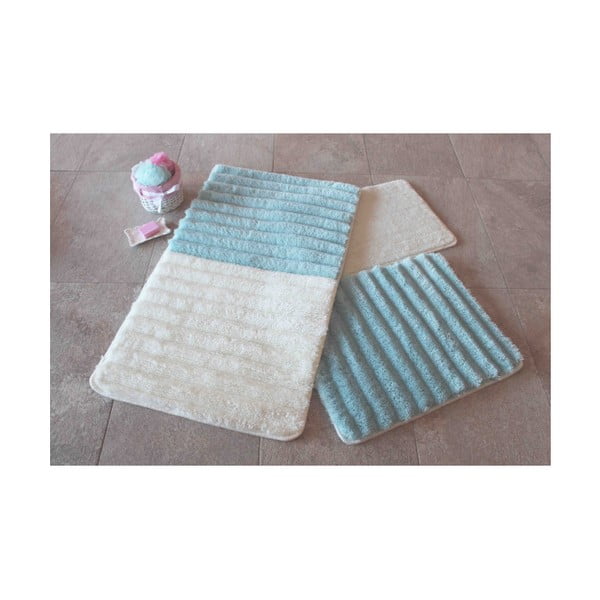 Zestaw 3 niebiesko-białych dywaników łazienkowych Confetti Bathmats