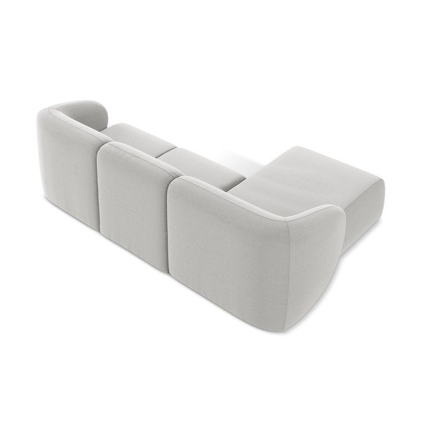 Jasnoszary aksamitny narożnik (lewostronny/z szezlongiem) Lani – Makamii-image-3