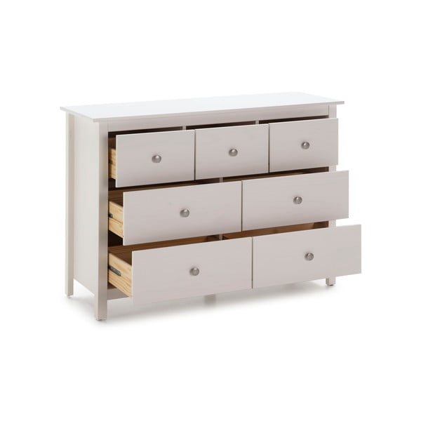 Biała niska komoda z litego drewna sosnowego 110x80 cm Berna – Marckeric-image-3