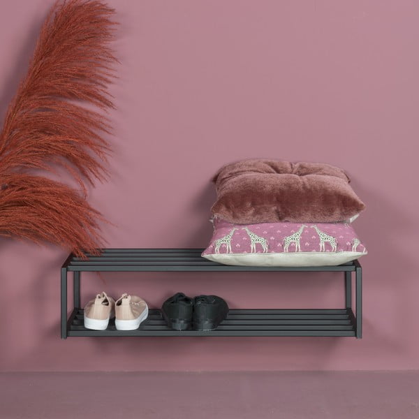 Czarna metalowa wisząca szafka na buty 78x20,5x30,5 cm School – Spinder Design-image-1