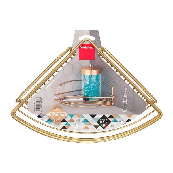 Narożna stalowa półka łazienkowa w kolorze złota Onda – Metaltex-image-2