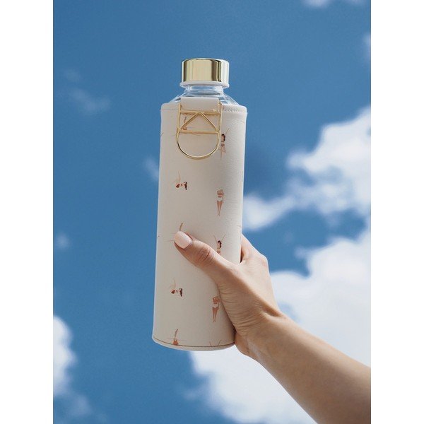 Beżowa butelka ze szkła borokszemowego z pokrowcem ze sztucznej skóry Equa Mismatch Playa, 750 ml-image-2