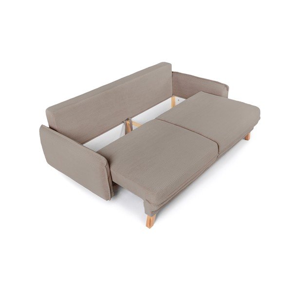 Szarobrązowa sztruksowa rozkładana/ze schowkiem sofa 218 cm Tori – Bonami Selection-image-4