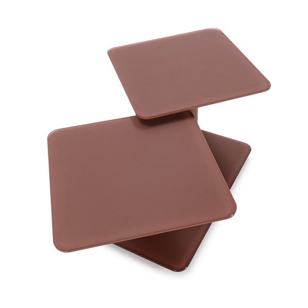 Szklany stolik w kolorze terakoty 54x115 cm Elvi – Marckeric-image-4