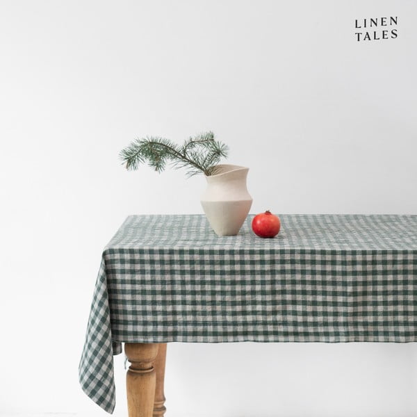 Lniany obrus 140x200 cm Forest Green Gingham – Linen Tales