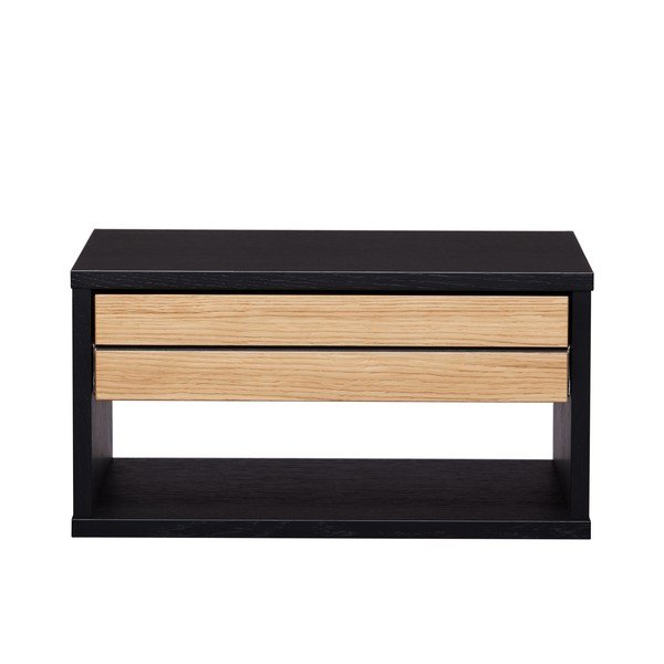 Czarno-naturalna wisząca szafka nocna w dekorze dębu Stripe – Woodman-image-4